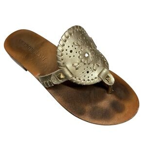 Jack Rogers Metallic Leather Thong Sandal Size 8